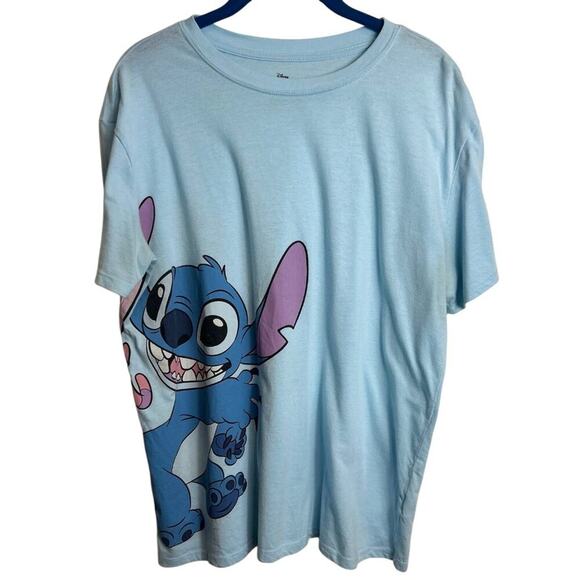 Disney Stitch Graphic Tee Kid's XL Light Blue Cotton/Polyester Blend - Picture 2 of 9